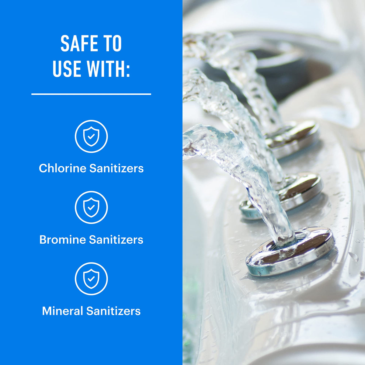 Essential Values sanitizer-compatible foam eliminator works with chlorine, bromine, minerals