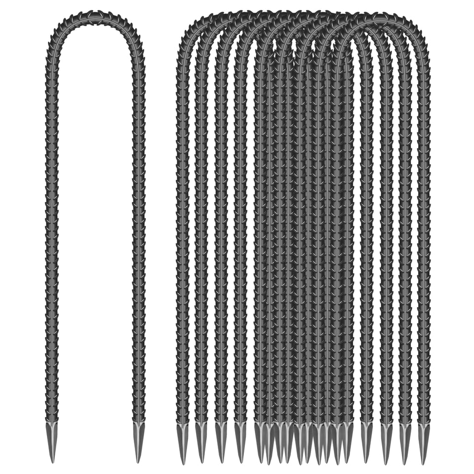 ESSFF 16-inch garden stake with a sharp end for easy soil insertion.