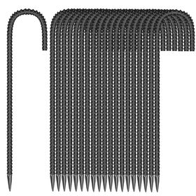 ESSFF 20-piece 12-inch J-shape ground stake secures tents in windy conditions.