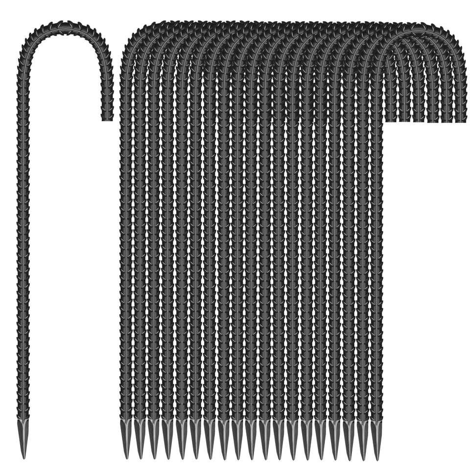 ESSFF 20-piece 12-inch J-shape ground stake secures tents in windy conditions.
