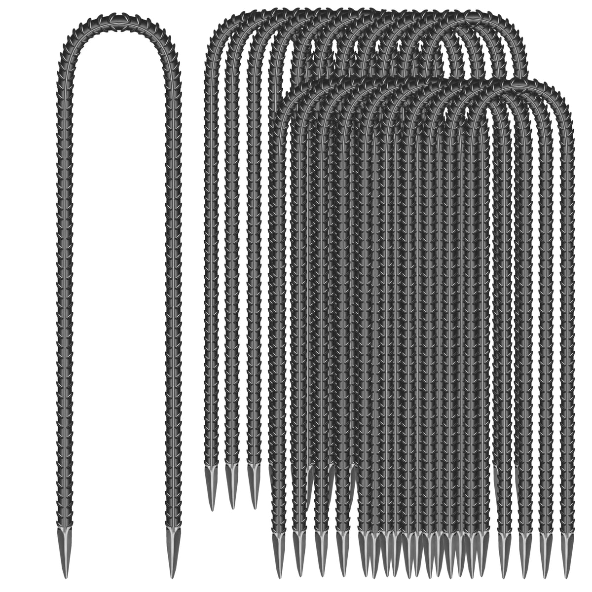 ESSFF ground stakes in a 22-piece galvanized steel set for secure outdoor anchoring.