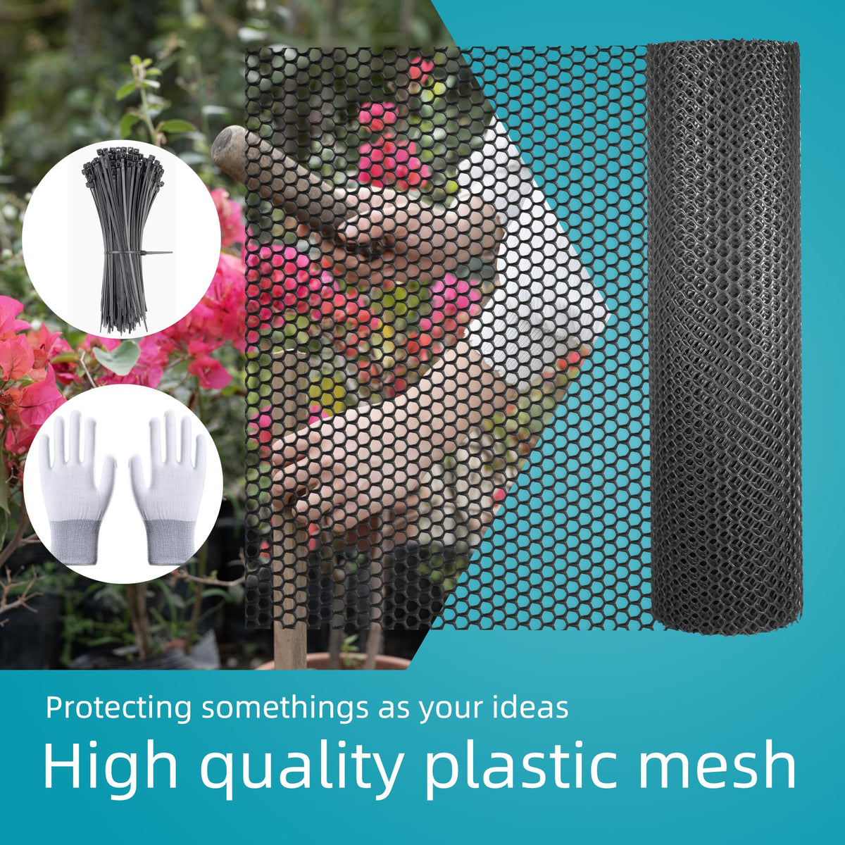 ESSFF decorative black mesh garden fence enhances aesthetics while keeping pets secure.