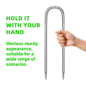 ESSFF heavy-duty ground anchors secure trampolines, nets, and landscape fabric.