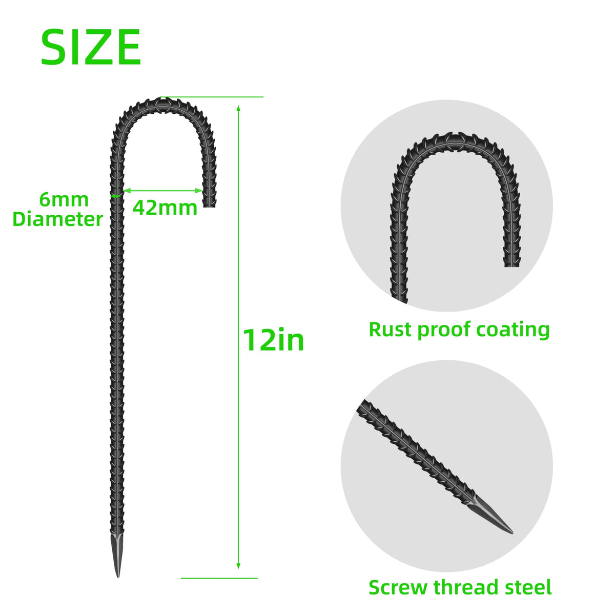ESSFF J-shape stake anchors with galvanized steel for outdoor use