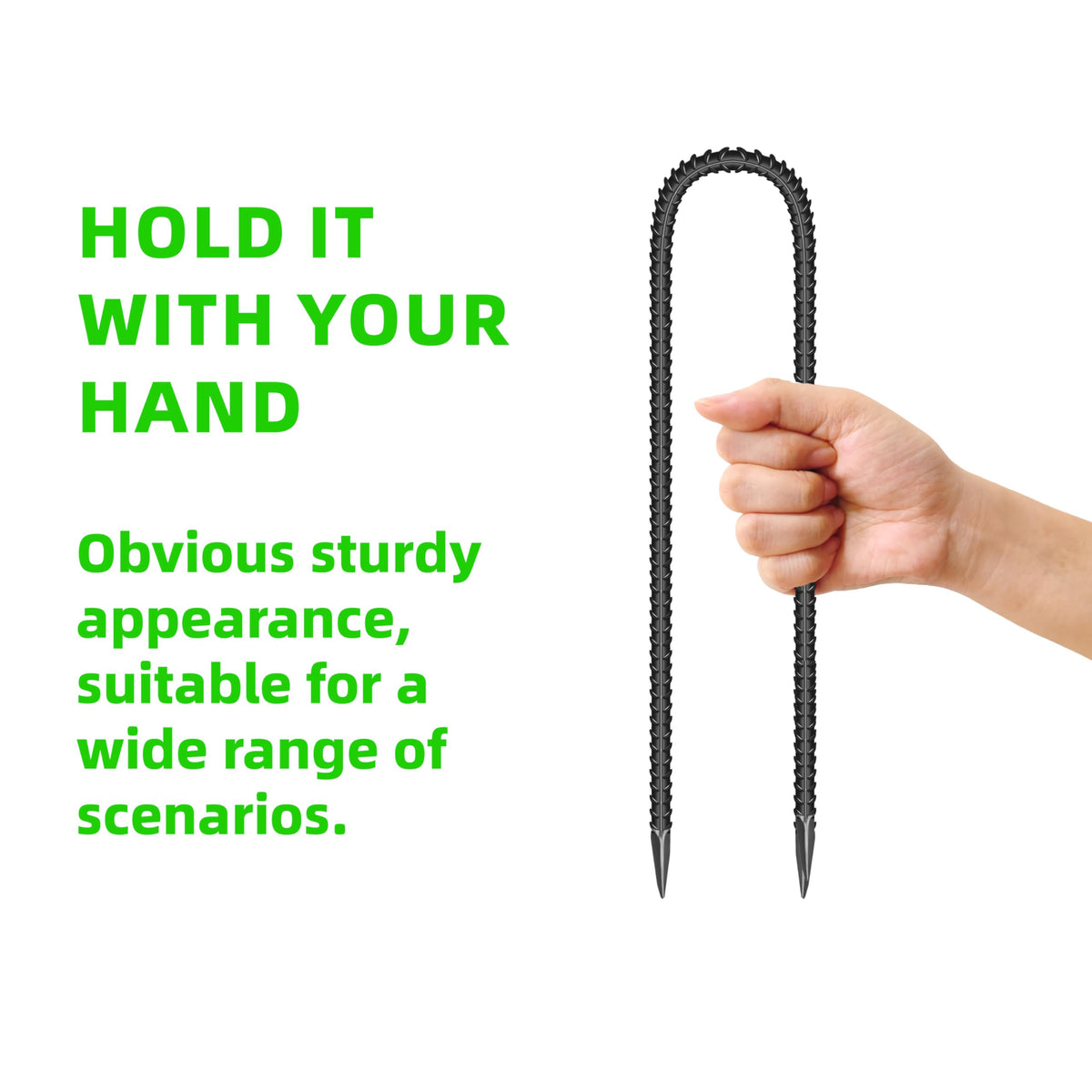 ESSFF multipurpose use stakes securing tents, fences, and trampolines with lasting hold.