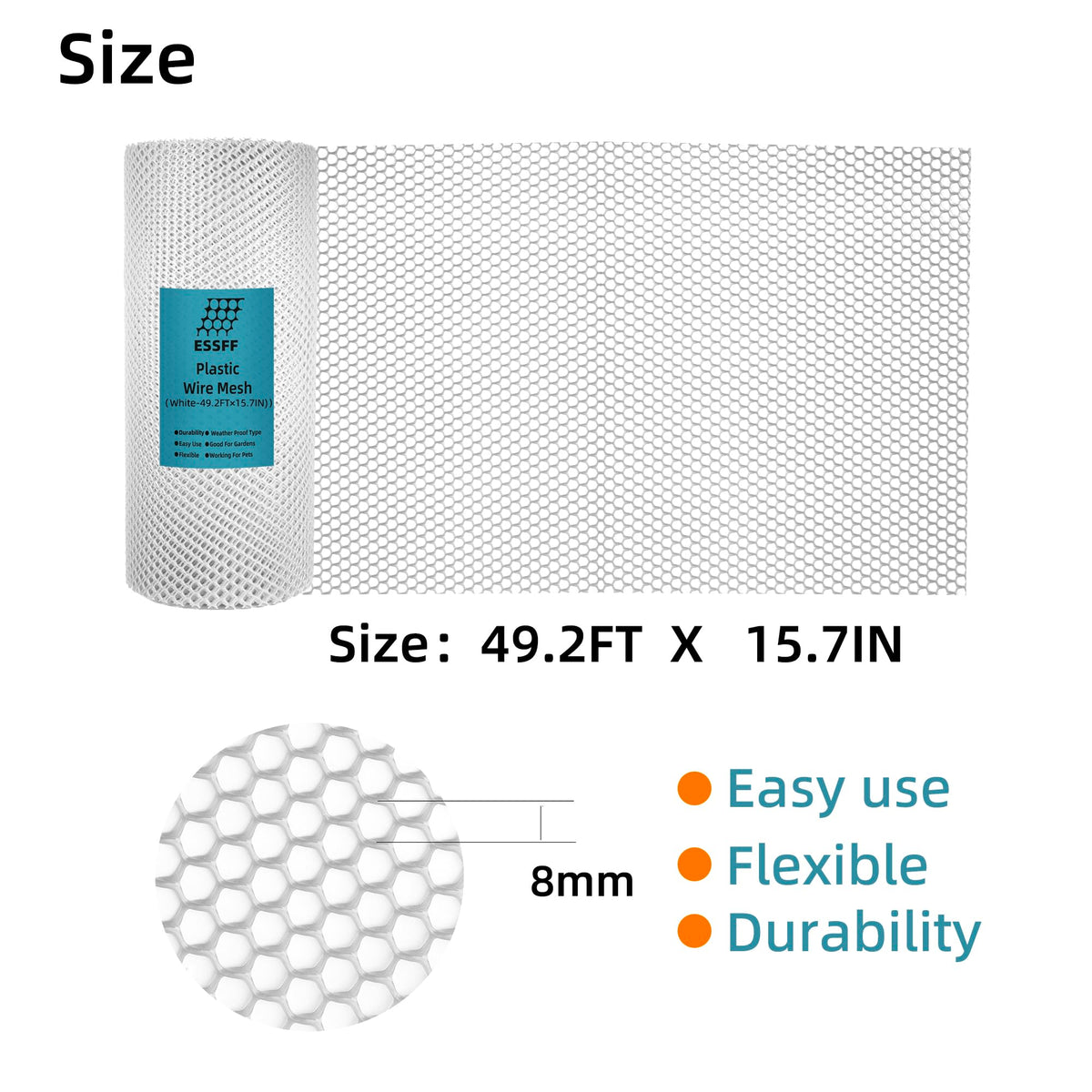 ESSFF white mesh is weather-resistant for durable outdoor use