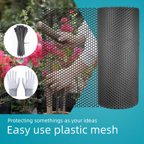ESSFF black plastic netting close-up highlights durable weather-resistant mesh.