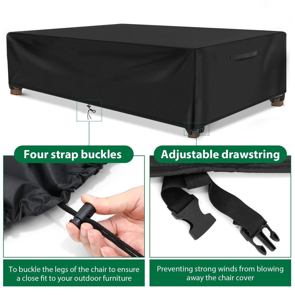 ESSORT 124x63x29 inch cover designed for oversized rectangular tables and chairs