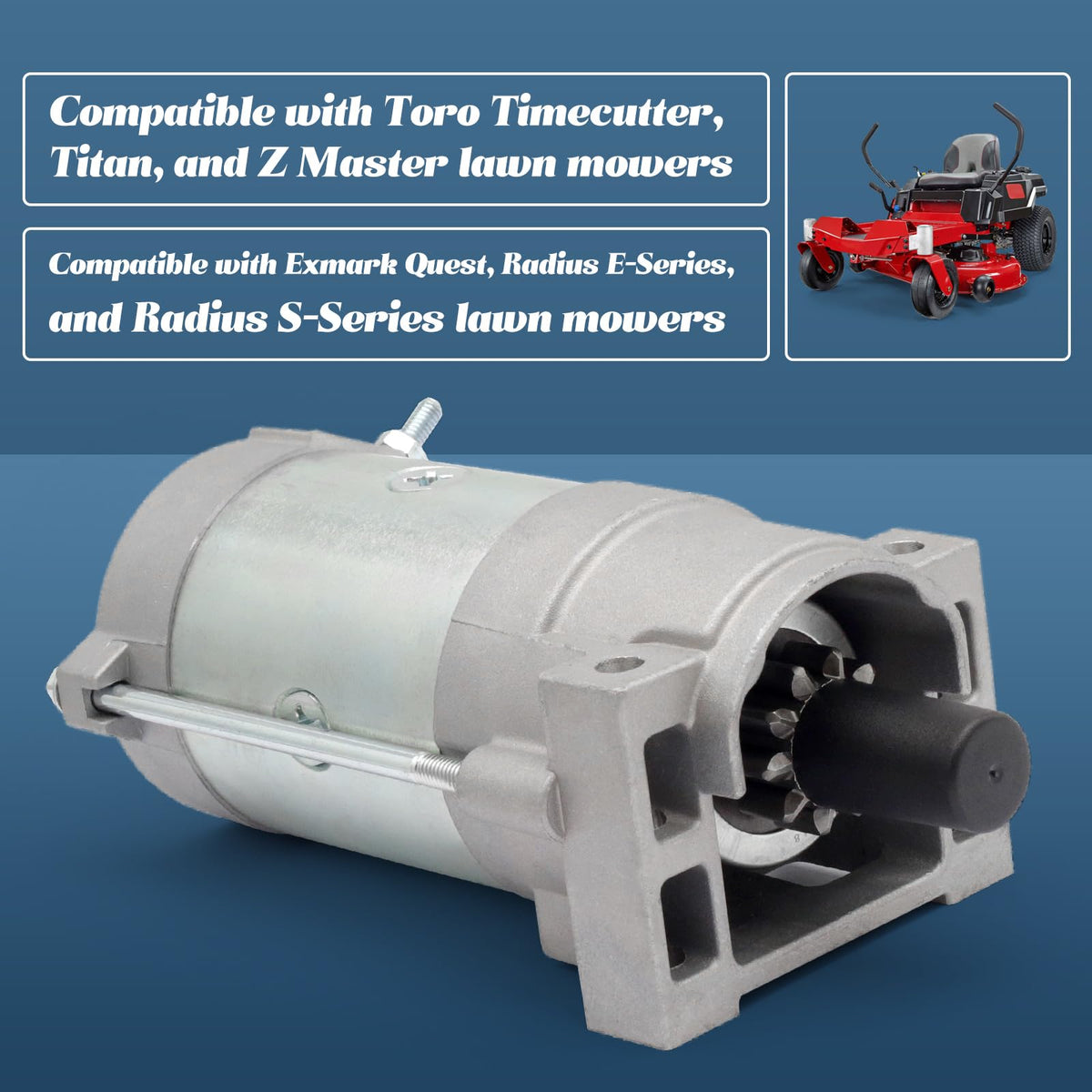 Esttlamer quiet starter motor with compact design and low noise.
