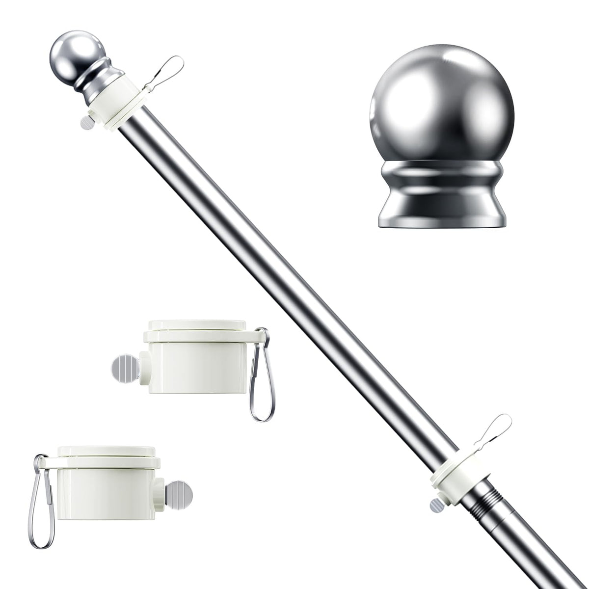 ESTTOP 5 ft flag pole assembly enables quick setup and easy storage.