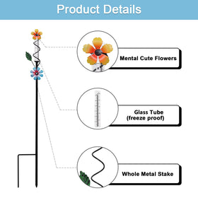 ESTTOP Flower Rain Gauge uses a sturdy bracket for all-weather garden stability