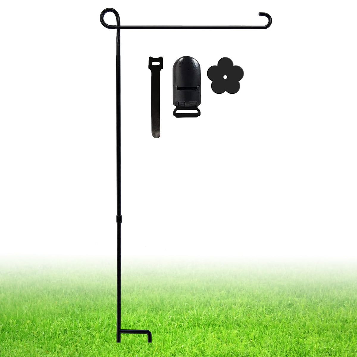 ESTTOP garden flag stand with thickened steel pole for durable outdoor use