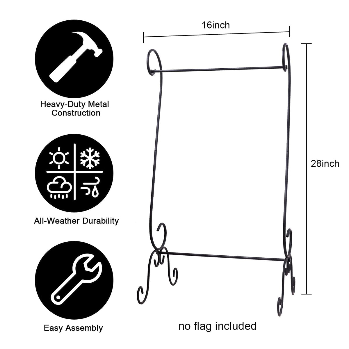 ESTTOP Scroll Garden Flag Stand detailed scrollwork adds curb appeal to porches.