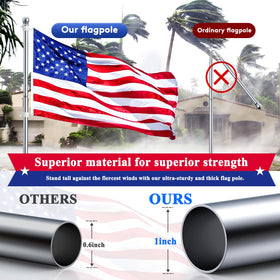 ESTTOP stainless steel flag pole with rustproof finish for outdoor use.