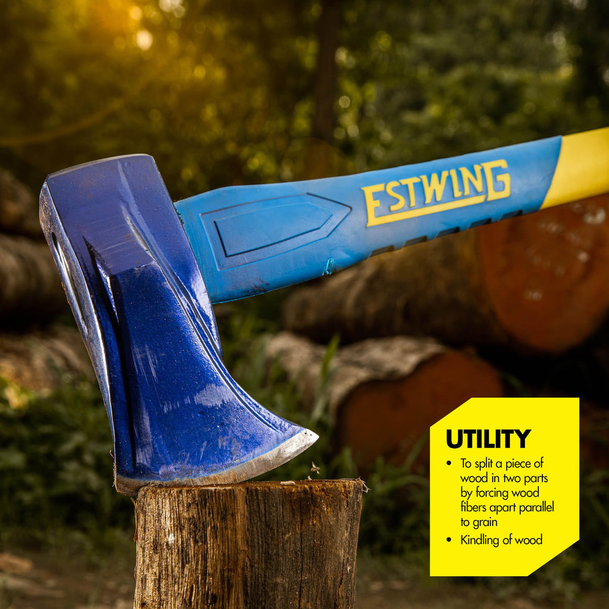 Estwing 36-inch fiberglass handle close-up highlighting strength and leverage.