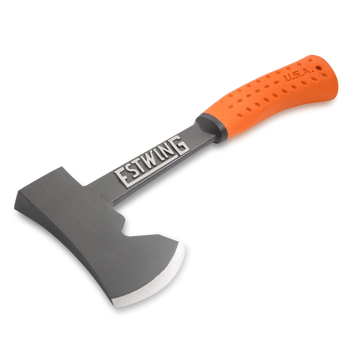 Estwing Camper's Axe with stake-puller notch for tent setup tasks