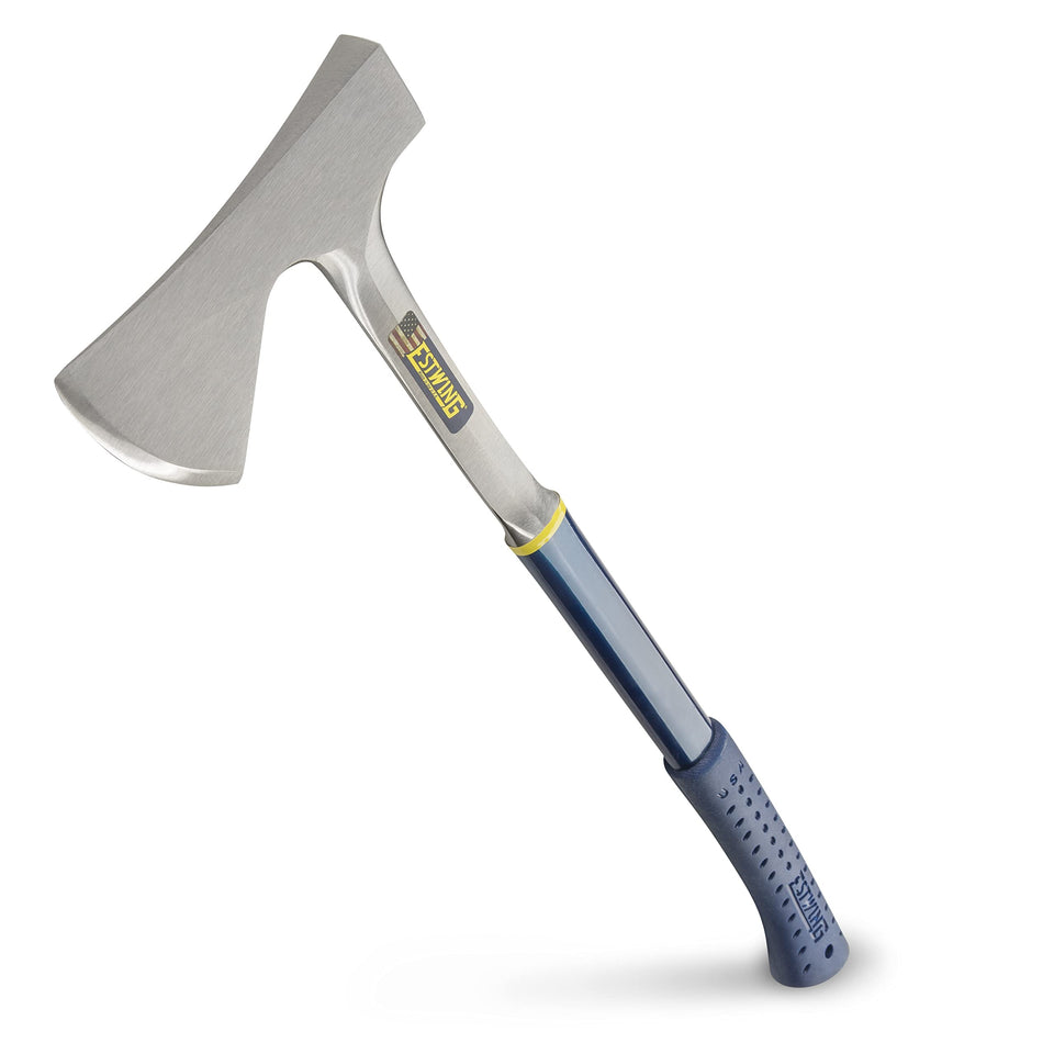 Estwing Camper's Axe 26-inch head close-up, showcasing durable wood splitting capability