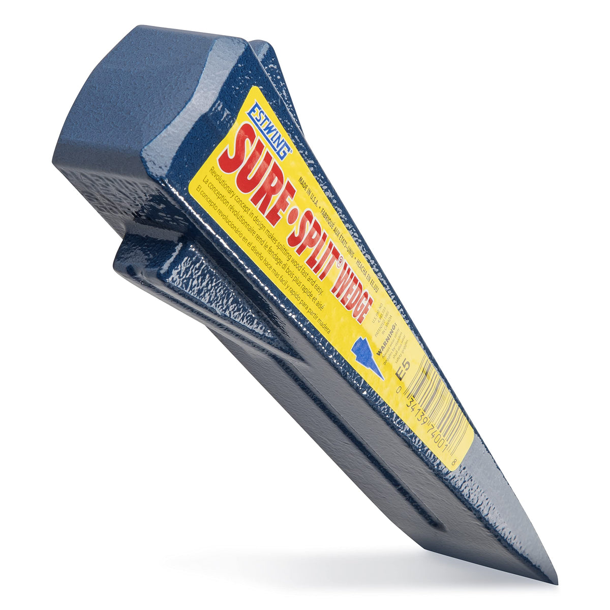 Estwing Sure Split wedge, front view, 5 lb for quick wood splitting potential.