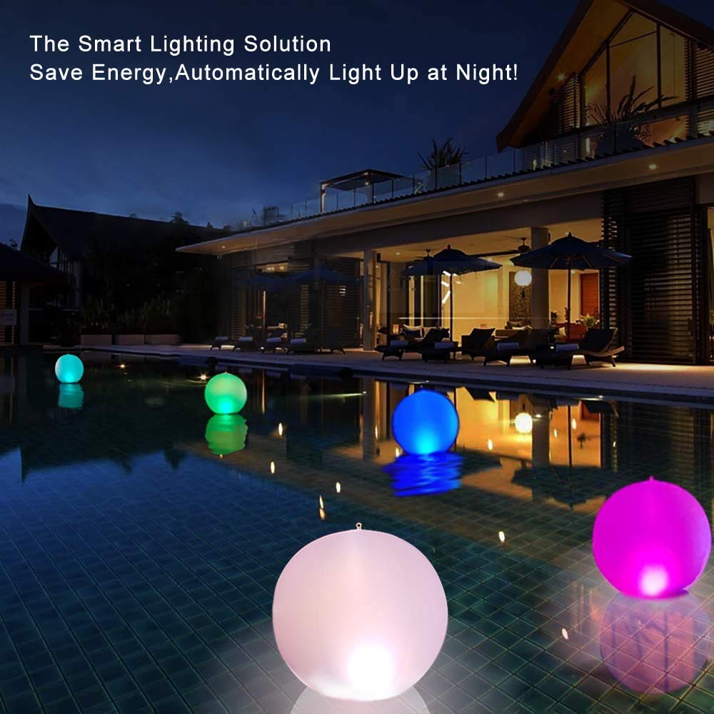 Esuper color-changing LED pool light ball creating dynamic hues.