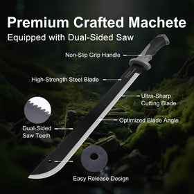 Esvopa machete with protective sheath for safe belt carry