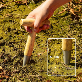 Esvopa sturdy garden dibber with metal tip and wooden handle for daily use