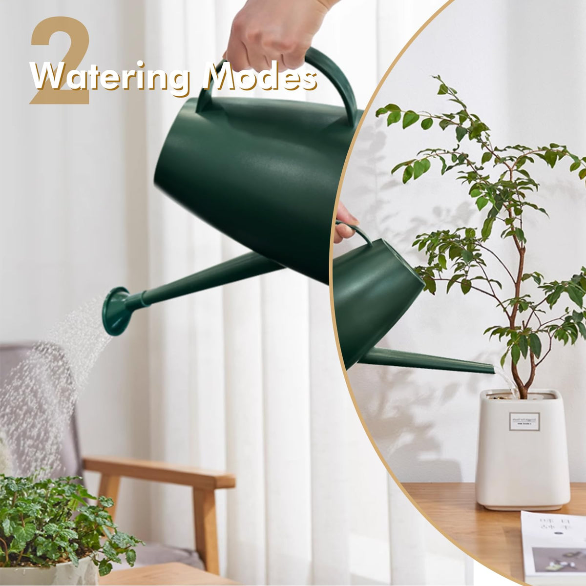 Etarewilt watering can with removable nozzle for gentle, even droplets