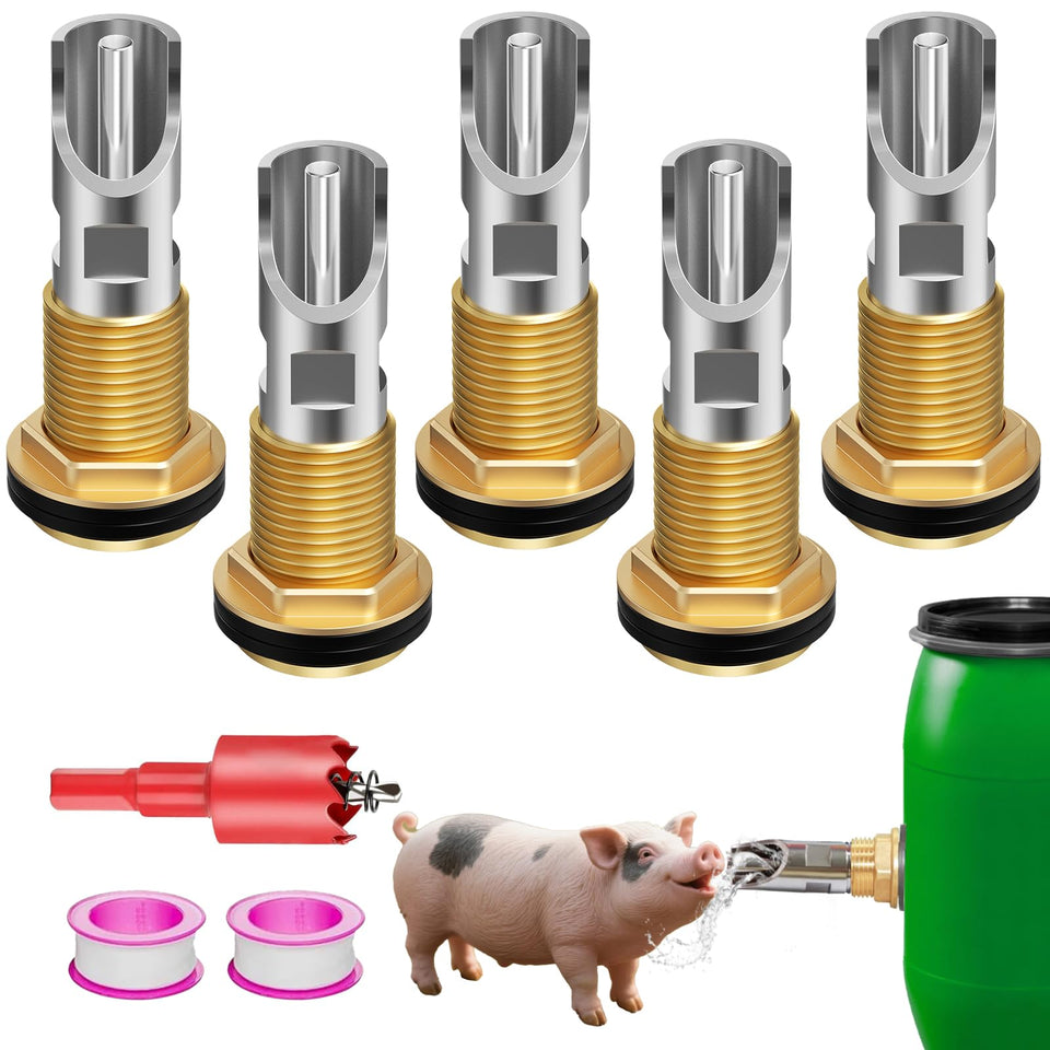ETCYAOXIN pig water nipple barrel kit in action provides controlled hydration for piglets