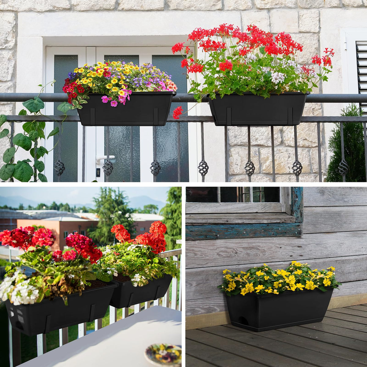 ETELI planter with drainage holes ready for balcony or fence