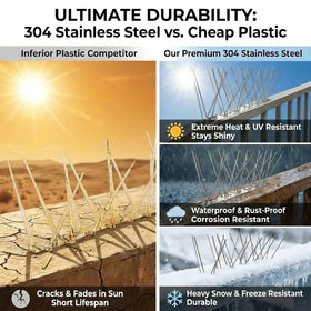 etermeish flexible-base spikes fit curved surfaces like arched windows for versatile installation.