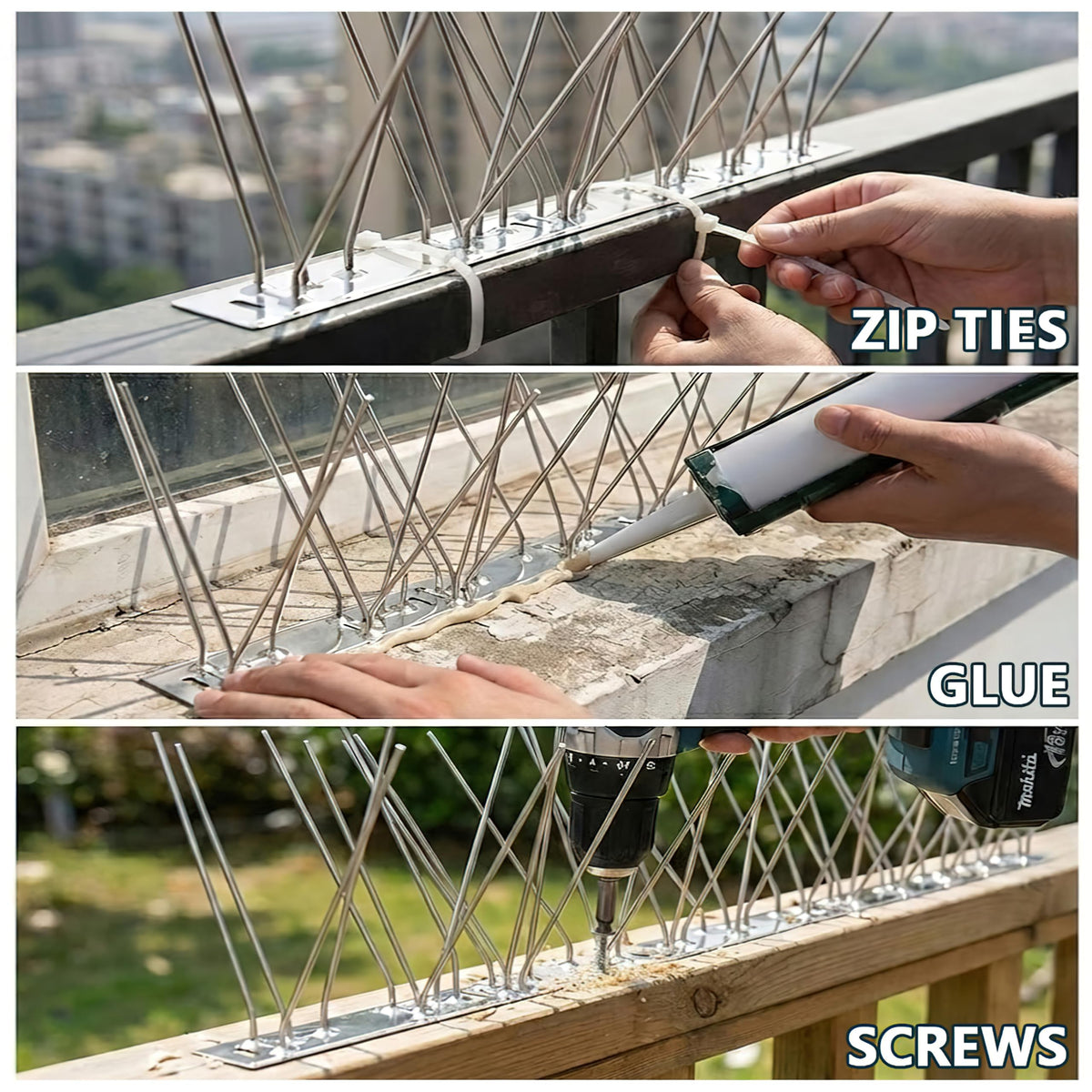 etermeish slim, inconspicuous design blends with architecture while deterring landing.