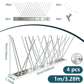 etermeish weatherproof spikes guard roof edges against pigeons and woodpeckers in all seasons.