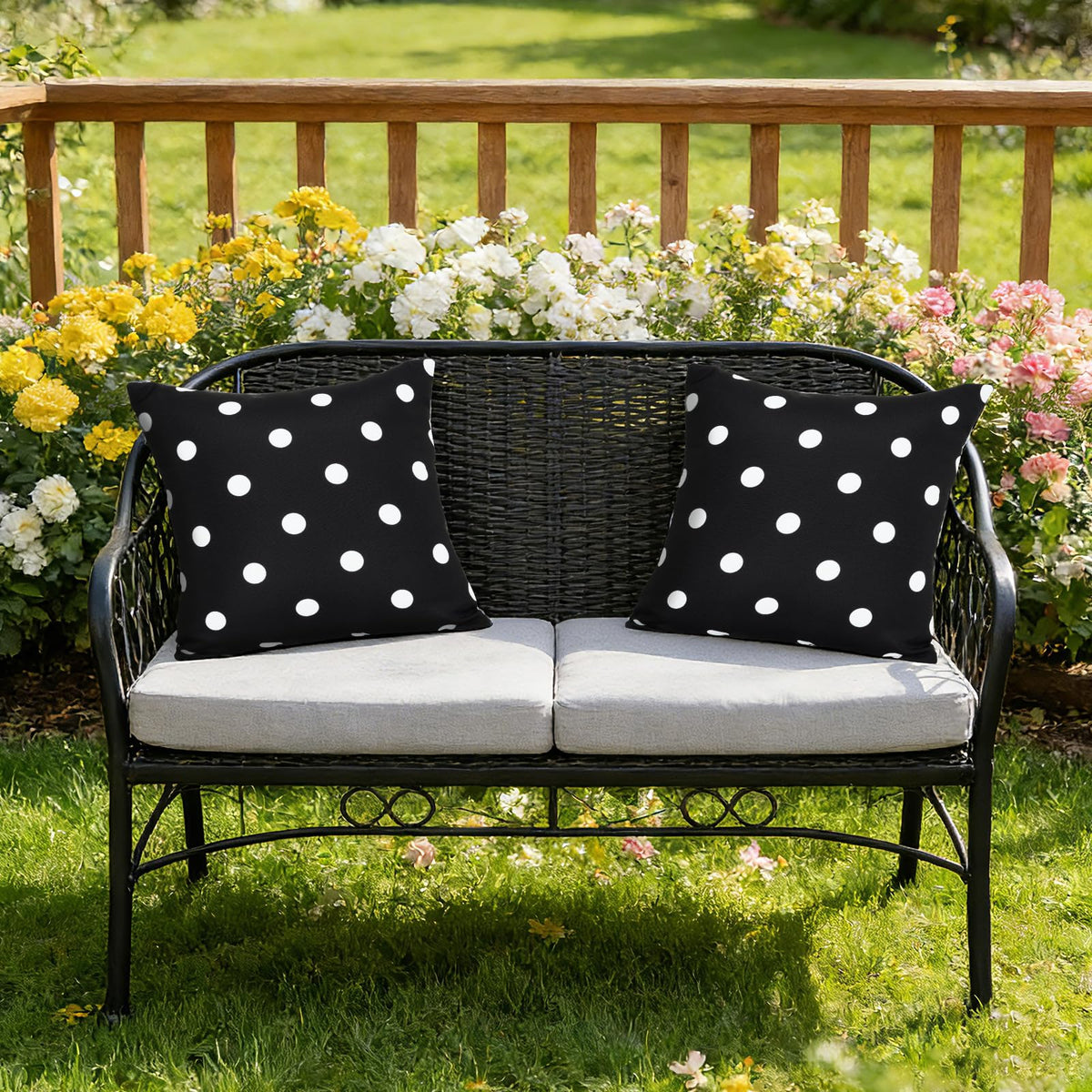 Eternal Beauty bright colors outdoor decor pillow cover enhances porch ambiance.