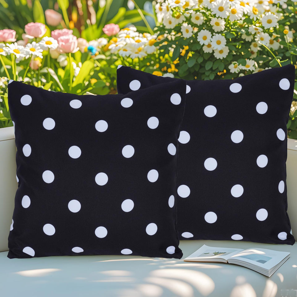 Eternal Beauty polka-dot pillow cover 18x18 adds playful style to outdoor cushions.