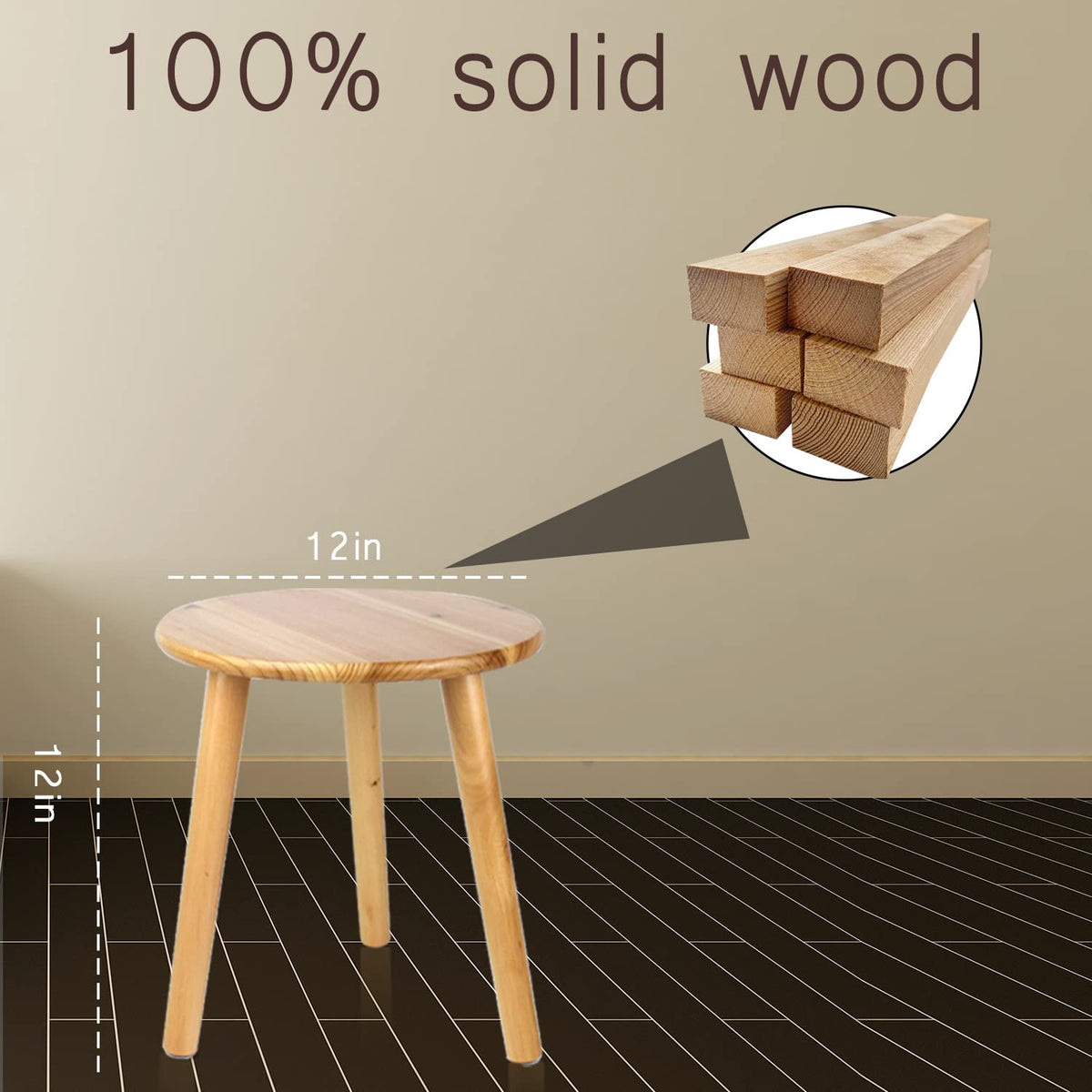 Ethuh wooden plant stand triangular base provides stable planter support.