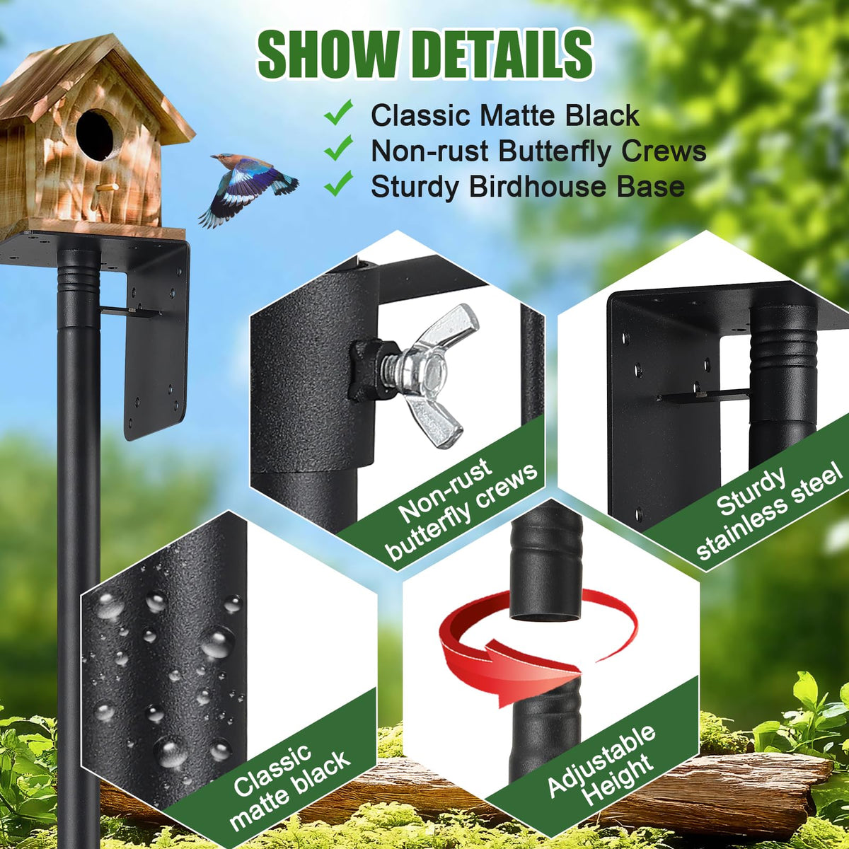 ETICSIPA easy-assembly pole sections let you adjust height easily.