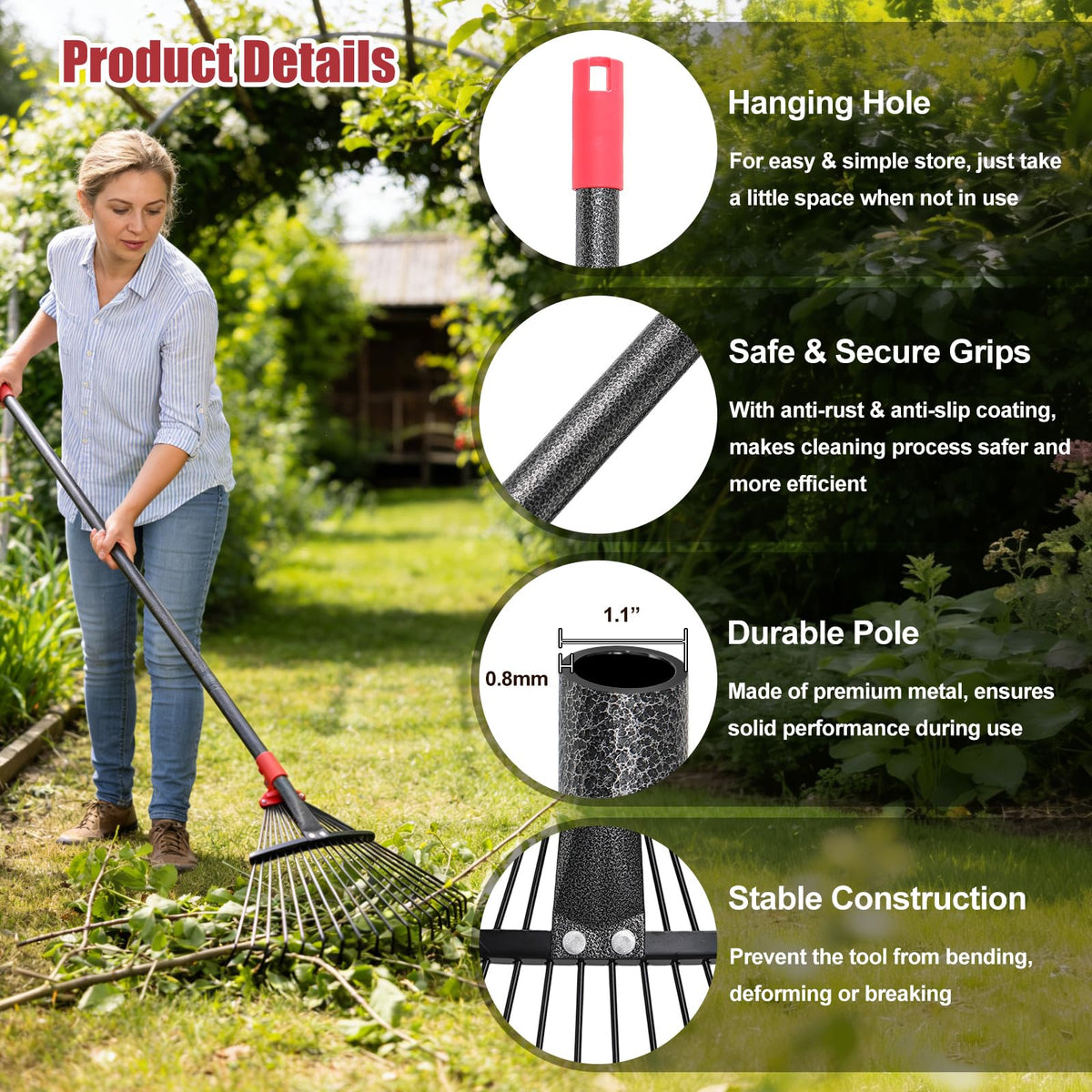 ETICSIPA ergonomic-adjustable-handle enables comfortable positioning for gardeners of all heights.