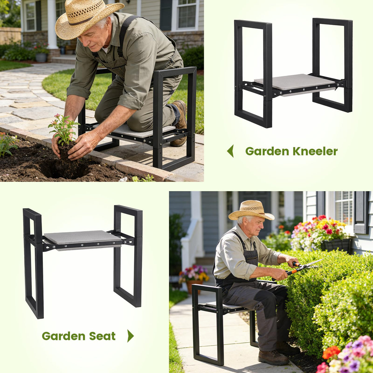 Extra-wide 10.5-inch kneeling pad providing comfortable knee support outdoors