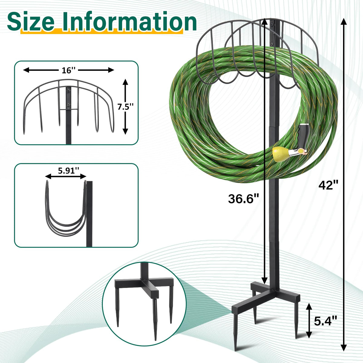 ETICSIPA freestanding hose rack adapts to gardens, patios, lawns