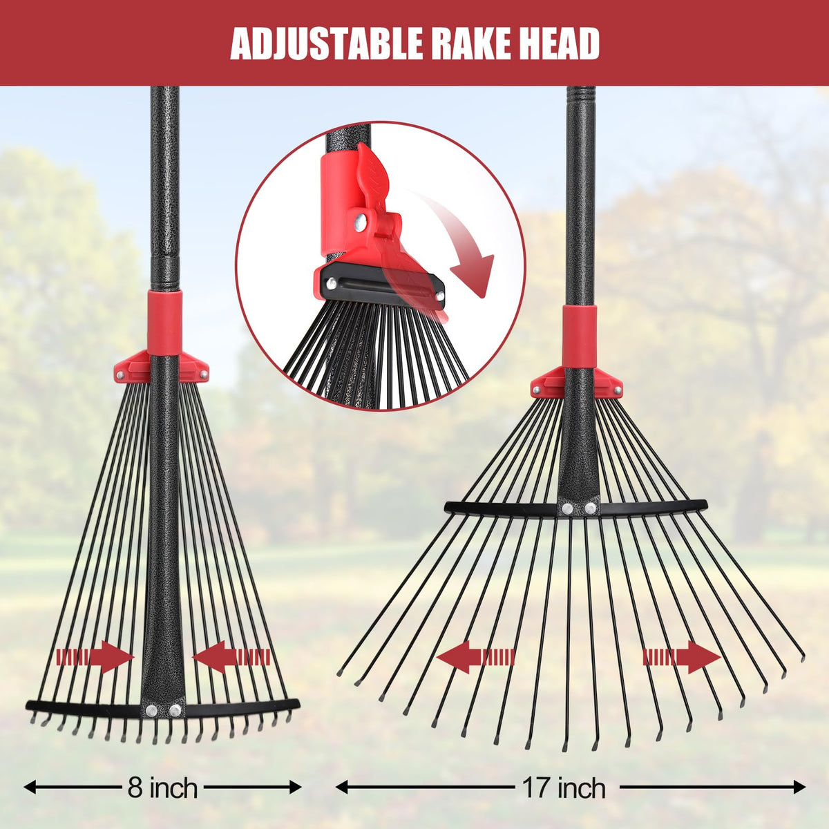 ETICSIPA rake with 18-tine design supports fast leaf, needle, and debris pickup