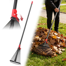 ETICSIPA garden rake with adjustable head for versatile yard cleanup and leaf collection