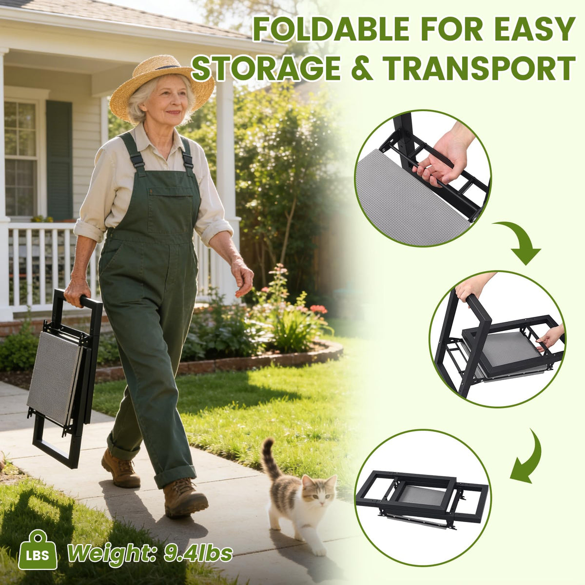 Handles on ETICSIPA kneeler assist users to rise from kneeling positions
