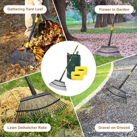 ETICSIPA heavy-duty rake with 25 tines tackles leaves and thatch
