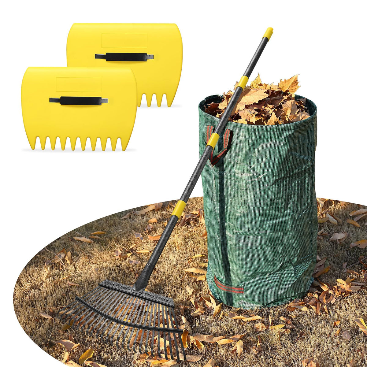 ETICSIPA leaf rake 18-wide in use for fast leaf collection