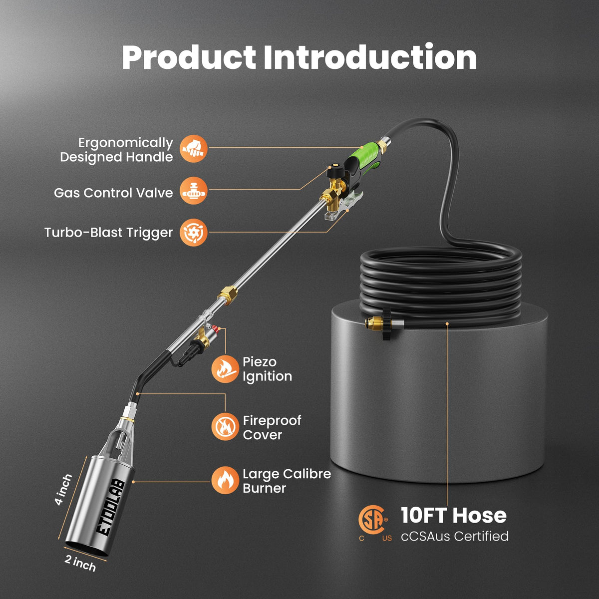 etoolab propane torch wide tank compatibility with various sizes