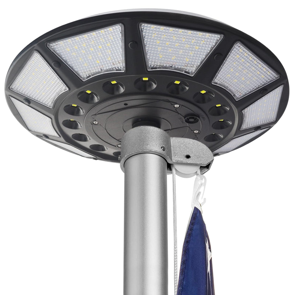 Etzeaxus flag pole light with wide coverage panel for full flag illumination