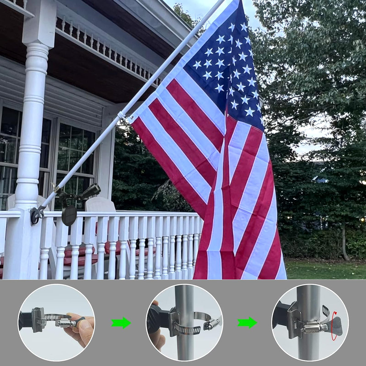Etzeaxus LED head detail delivering crystal brightness for night flag visibility