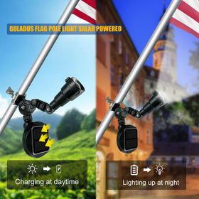 Etzeaxus spike attachment demonstrates simple ground mounting for flag lighting