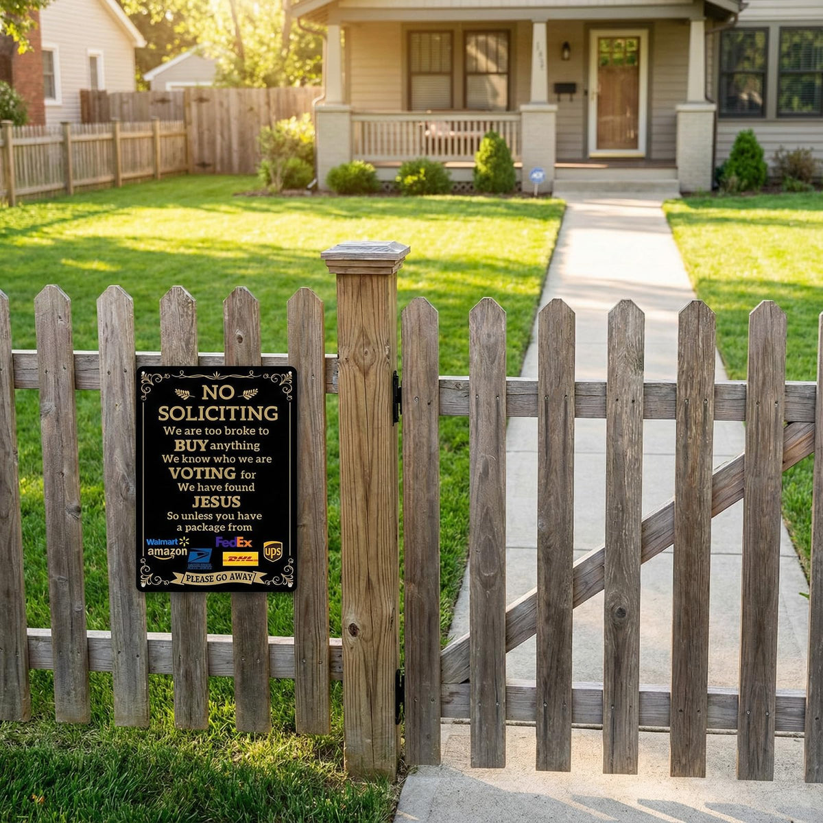 EudaBlos 12x8 metal sign suitable for entryways, fences, and gates.