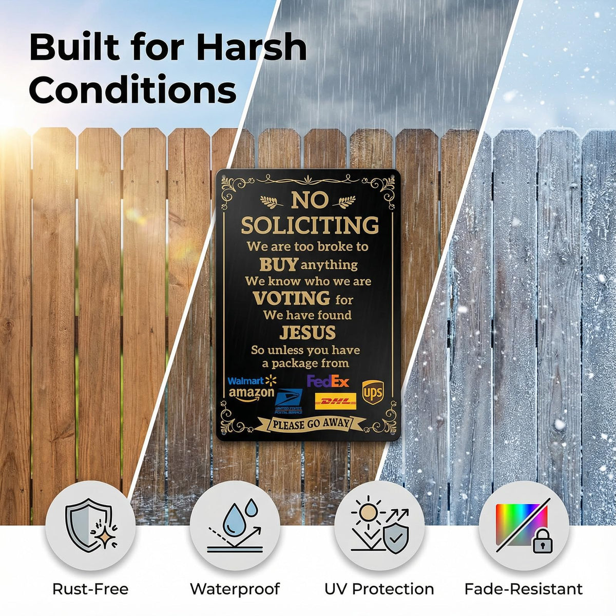 EudaBlos four-hole metal sign allows versatile mounting options on walls or fences.