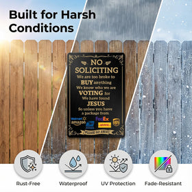 EudaBlos four-hole metal sign allows versatile mounting options on walls or fences.